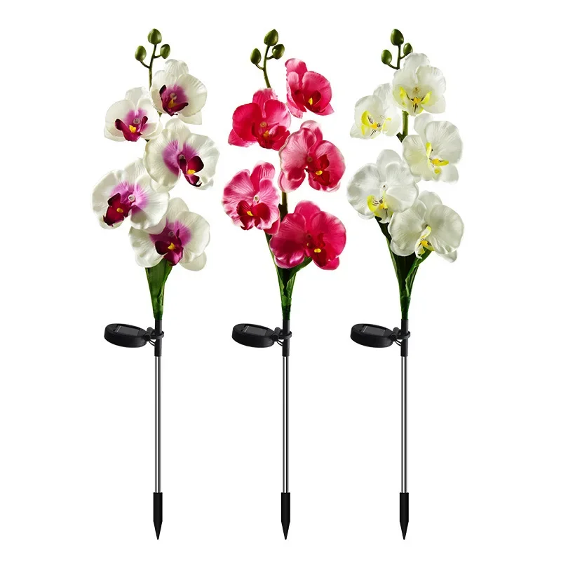 Solar Light LED Butterfly Orchid Lawn Outdoor Waterproof Garden Villa Lily Fence Light Christmas Decoration Fluorescent Lamp solar lights solar wall lamp lawn lamp garden lighting