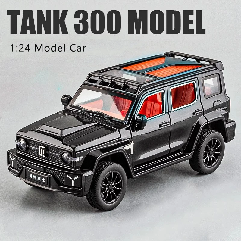

1:24 Tank 300 Cyber Version Alloy Car Model Simulation Sound And Light Pull Back Toy Car Metal Suv Boy Collection Ornaments Gift