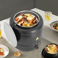 Marmite à soupe électrique 10L avec chauffe-soupe 35-80 ° Mijoteuse en acier inoxydable avec couvercle, plage de température C, 400W, pour soupes 3