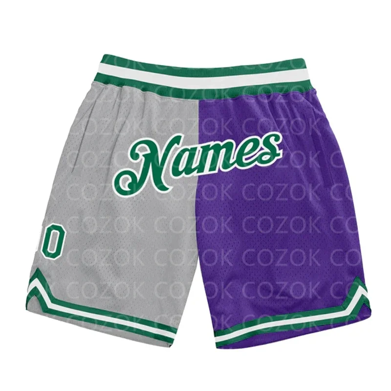 Custom Yellow Purple Authentic Basketball Shorts 3D Printed Men Shorts Your Name Mumber Quick Drying Beach Shorts
