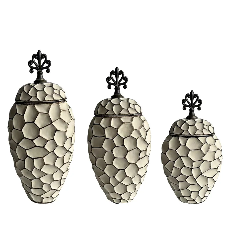 Ceramic Vase Geometric Diamond Check Flower Vase Floral Arrangement Accessories Ginger Jar Ceramic Checkmate Jar Home Decoration 6