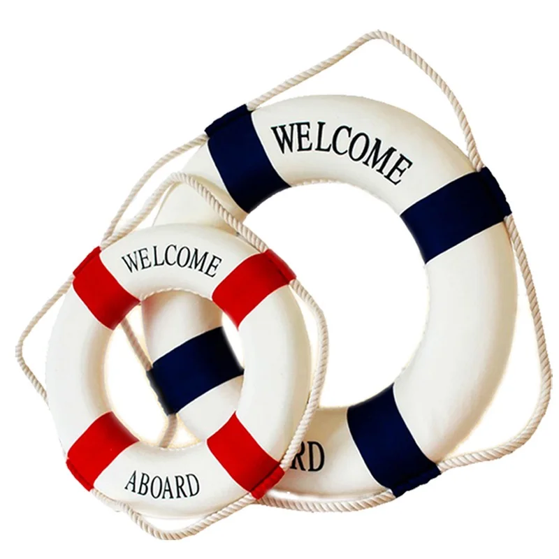 Décoration Murale Bouée De Sauvetage « Welcome On Board » – 50 Cm, Bleu, En Mousse – Thème Nautique