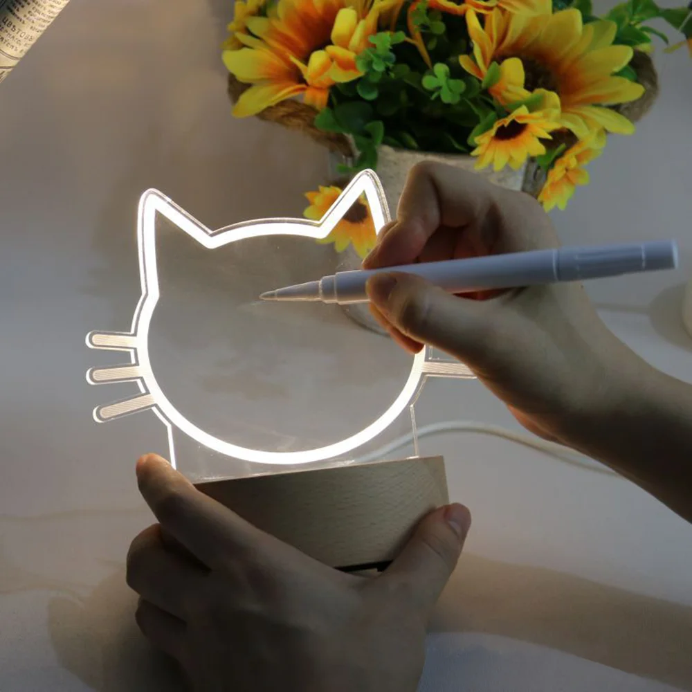 LED 야간 조명 노트 보드, 크리에이티브 USB 메시지 보드, 발렌타인 데이 선물, 여자 친구 휴일 생일 결혼식 야간 램프