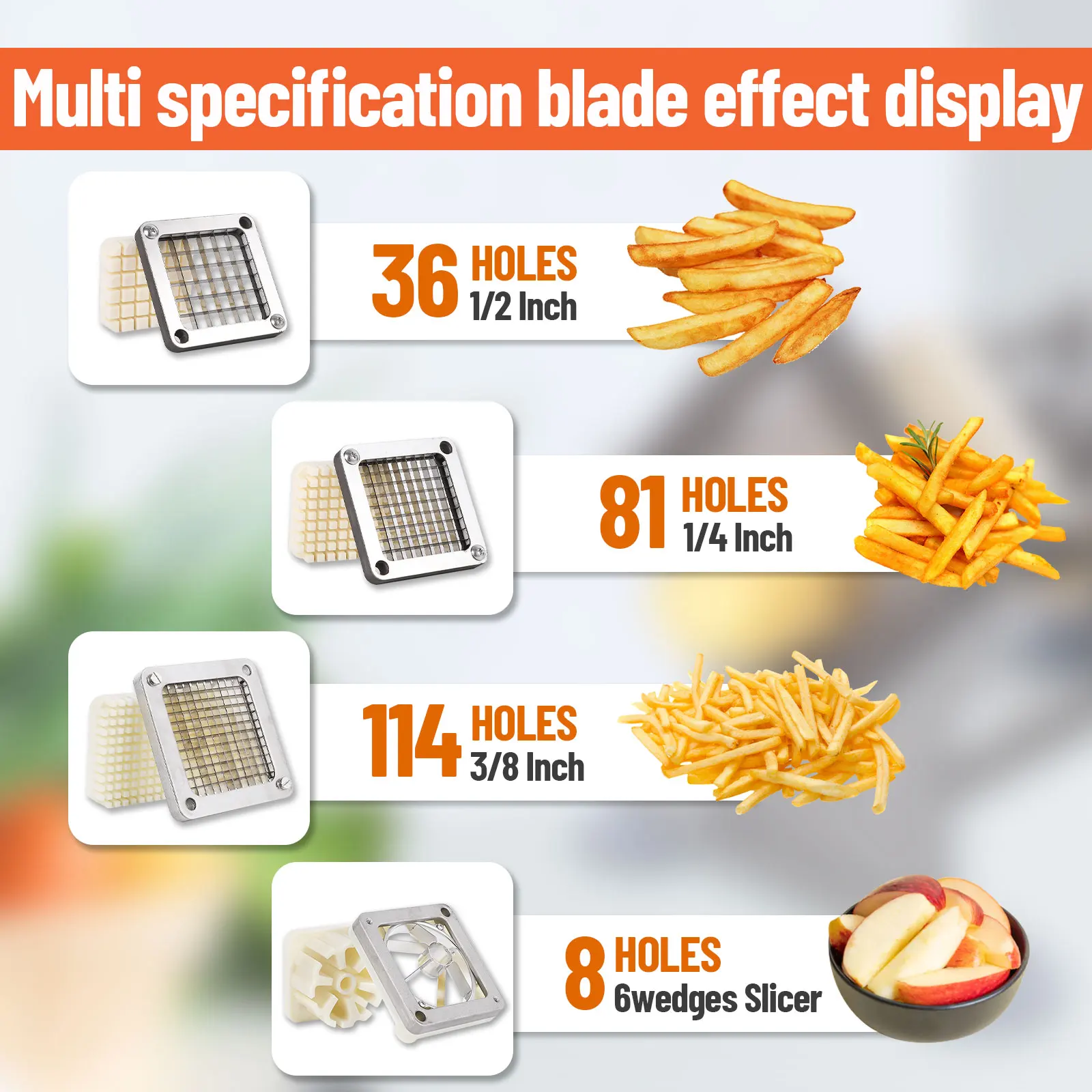 New Commercial Vegetable Chopper With Replacement Blades Stainless Steel French Fry Cutter Potato Dicer Vegetable & Fruit Slicer