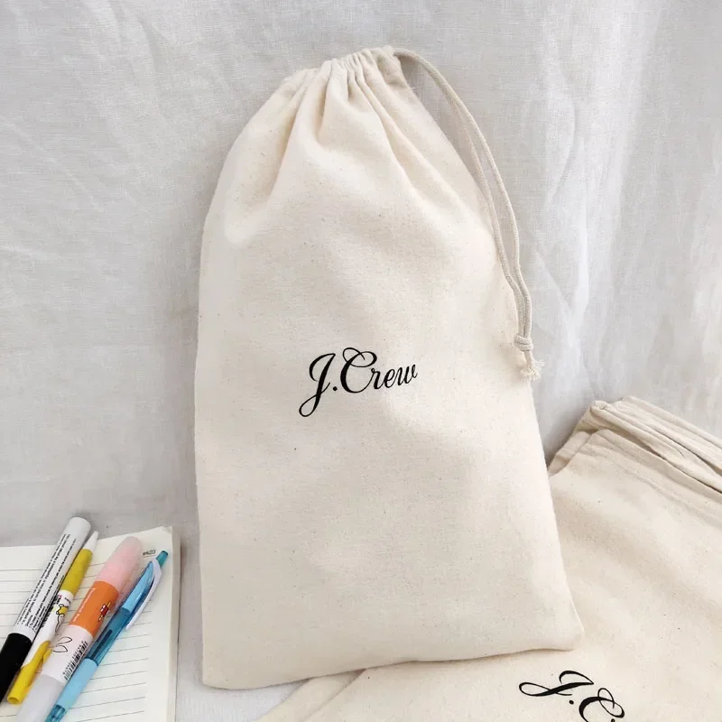 Cotton Gift Bag Storage Packaging Drawstring Pouch Print Logo Custom Packaging Party/Makeup Sachet Pocket Polyester Bags 50pcs mens solid pouch pocket fleece fluffy hoodie s taupe