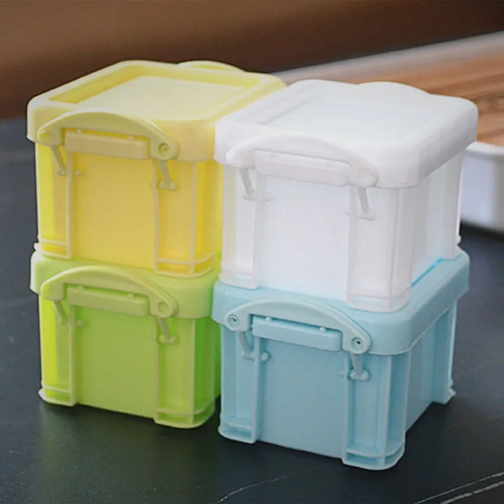 

Multi-functional Mini Buckle Storage Box Plastic Candy Color Desktop Organizer Box Minimalism Mini Storage Container