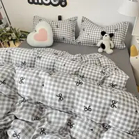 Ins Nordic Duvet Cover Set 2024 Summer New Twin Queen Size Kids Adult Flat Sheet Pillowcase No Filler Fashion Bed Linens