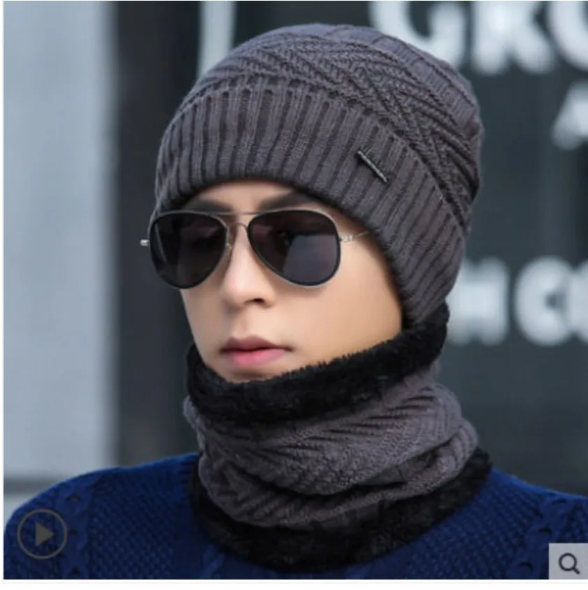 Hat men's Winter Warm Knit Cycling Ear Protection Cap Neck Thickened Outdoor Fashion