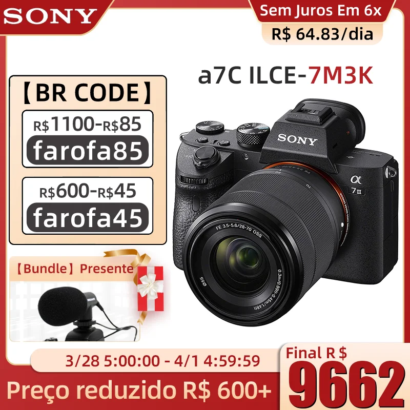 SONY a7 III A7M3 ILCE-7M3K(28-70 мм) полнокадровая беззеркальная камера с объективом 28-70 мм