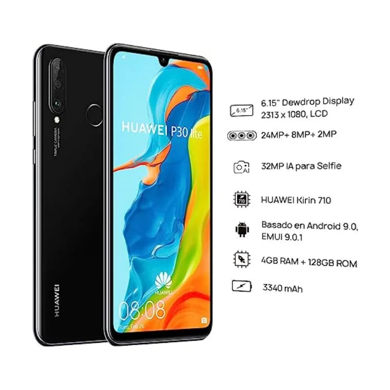 Wereldwijde Huawei P30 Lite Smartphone Android 6.15 Inch 128Gb Rom 4Gb Ram 48mp + 32mp Mobiele Telefoon Google Play Ontgrendeld Mobiele Telefoons