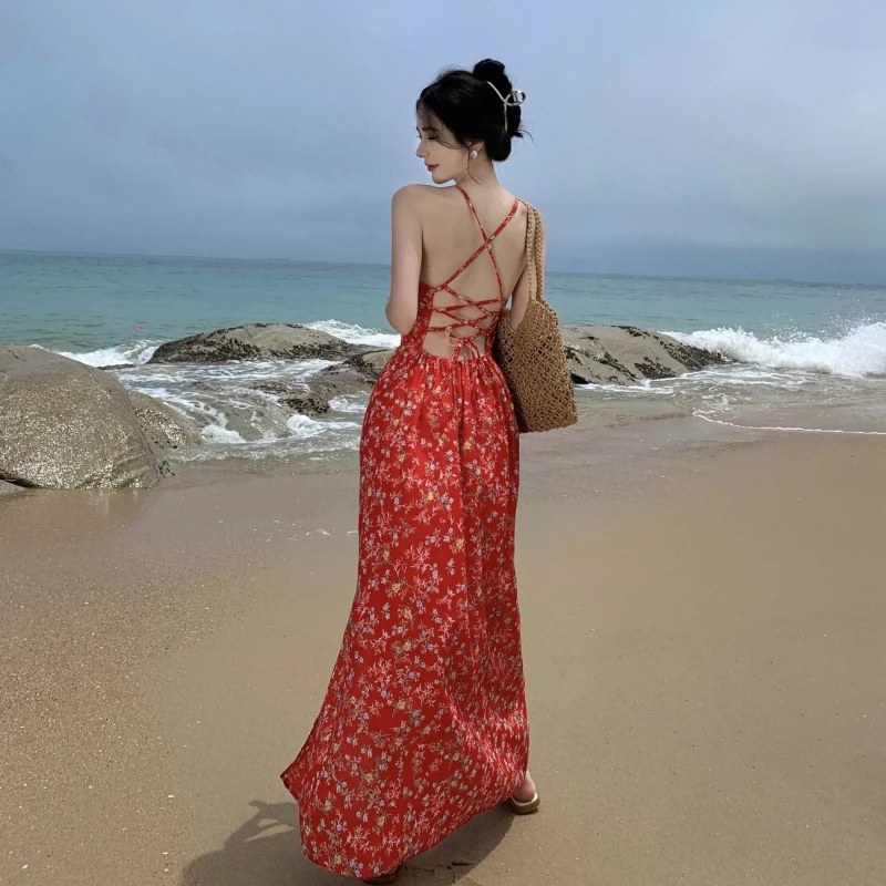 

Женское платье-миди без бретелек, с открытой спиной