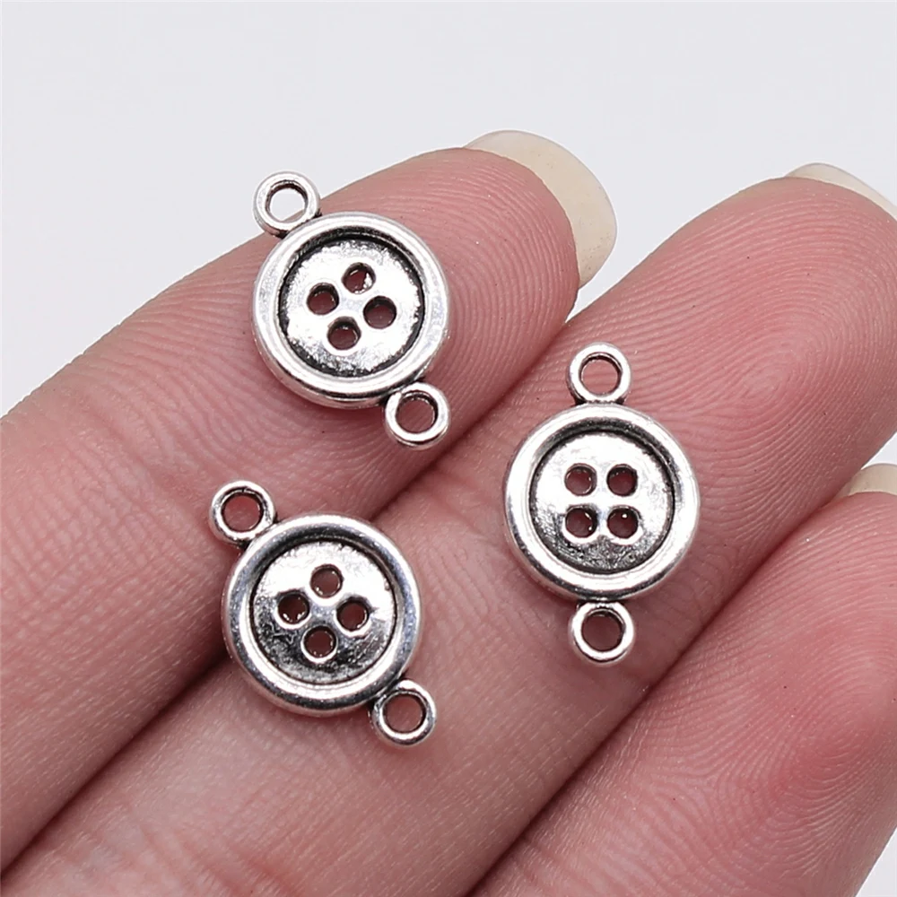 

40pcs 16x10mm Antique Silver Color Button Connector Charms For DIY Jewelry Making DIY Jewelry Findings