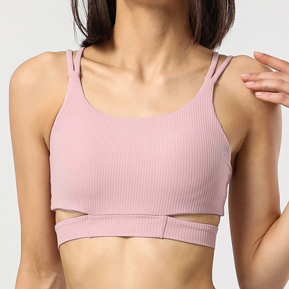 

Женский спортивный бюстгальтер, спортивная одежда для спортзала, бюстгальтер для йоги, укороченный топ пуш-ап с открытой спиной, жилет для фитнеса и бега, женский бюстгальтер с перекрестной спиной для пилатеса, накладки