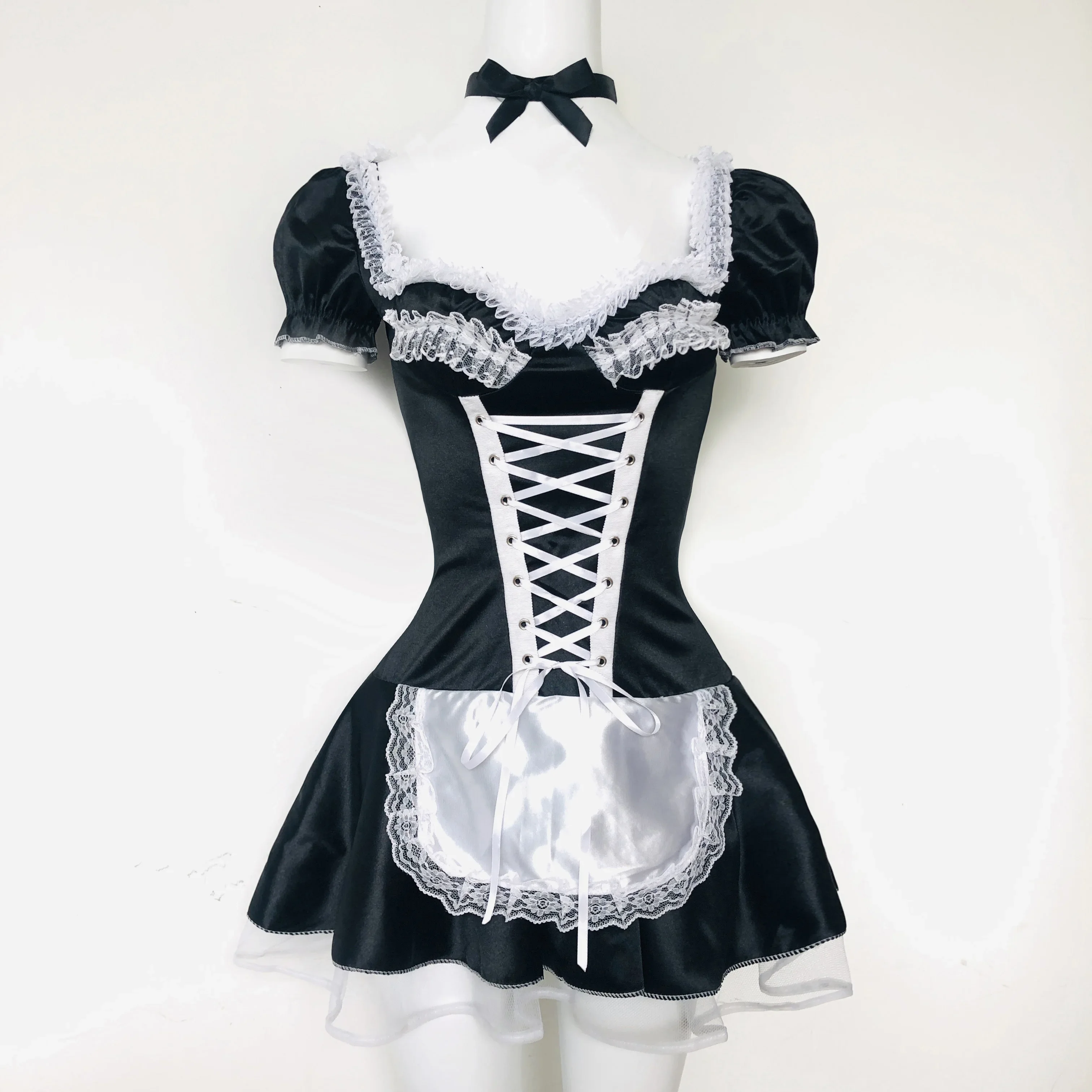 Big Size S 6XL Sexy Costumes Women's Night French Maid Cosplay Costume For Halloween Exotic Servant Dress