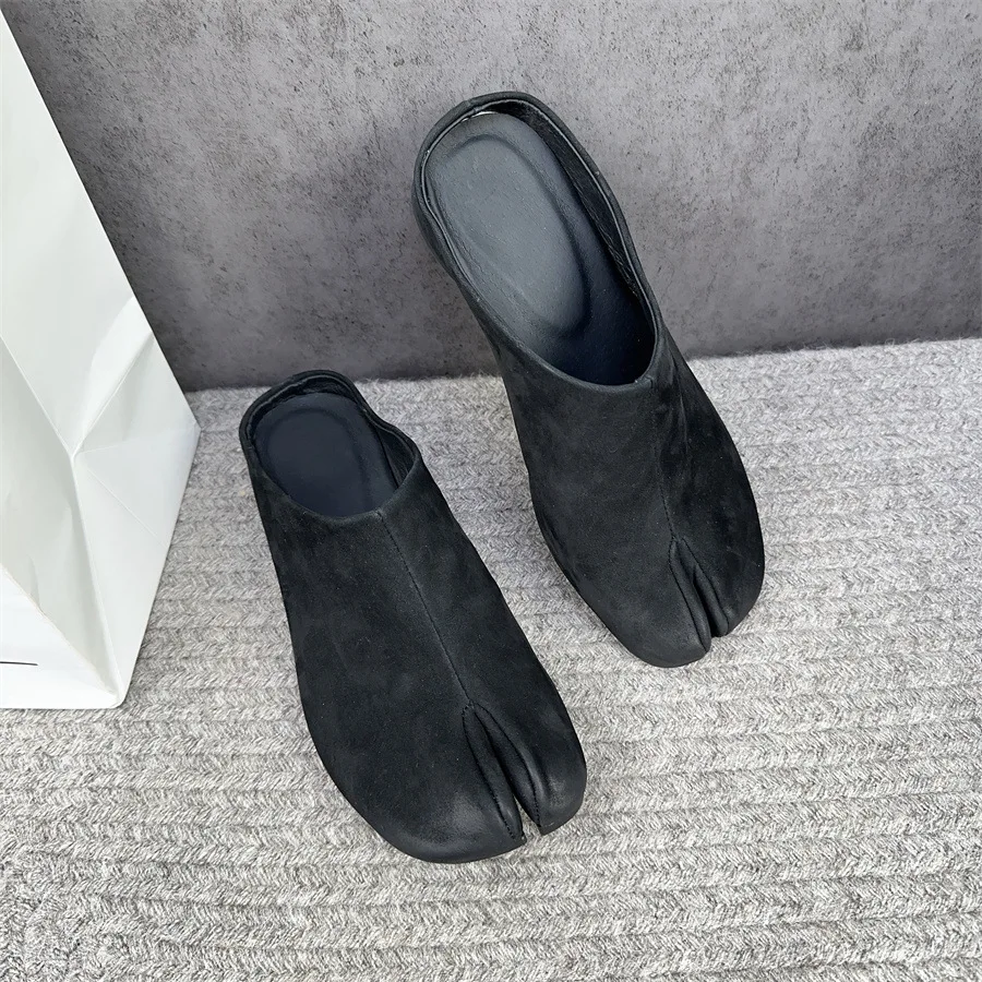 

Birkuir Closed Toe Women Slippers Luxury Summer Beach Slippers Elegant Thick Heel Slides Genuine Leather Summer Shoes Ladies