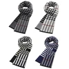 Classic Plaid Men Scarfs Winter Warm Cashmere Soft Scarf For Men Casual Business Neckerchief Black Gray Scarves 30*180cm