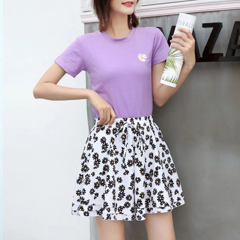 Spring/Summer Shorts Women's Summer 2024 New Chiffon Korean Edition Loose and Versatile Slimming High Waist Wide Leg Skirts