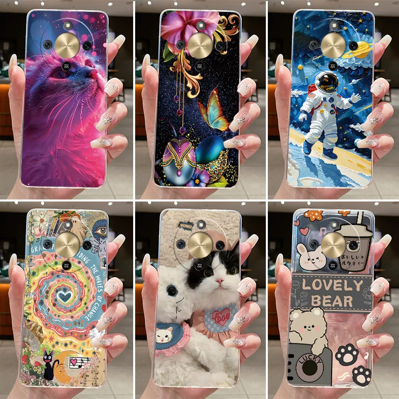 Coque transparente en TPU souple pour Honor Magic8 Lite Magic 8 Lite 5G, housse de protection, dessin animé mignon de chat astronaute, pare-chocs, coque, fundas