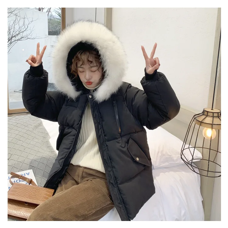 2023 Winter Coat Women New Fashion Elegant Down Cotton Clothes Kpop Loose Thickened Bread Coat