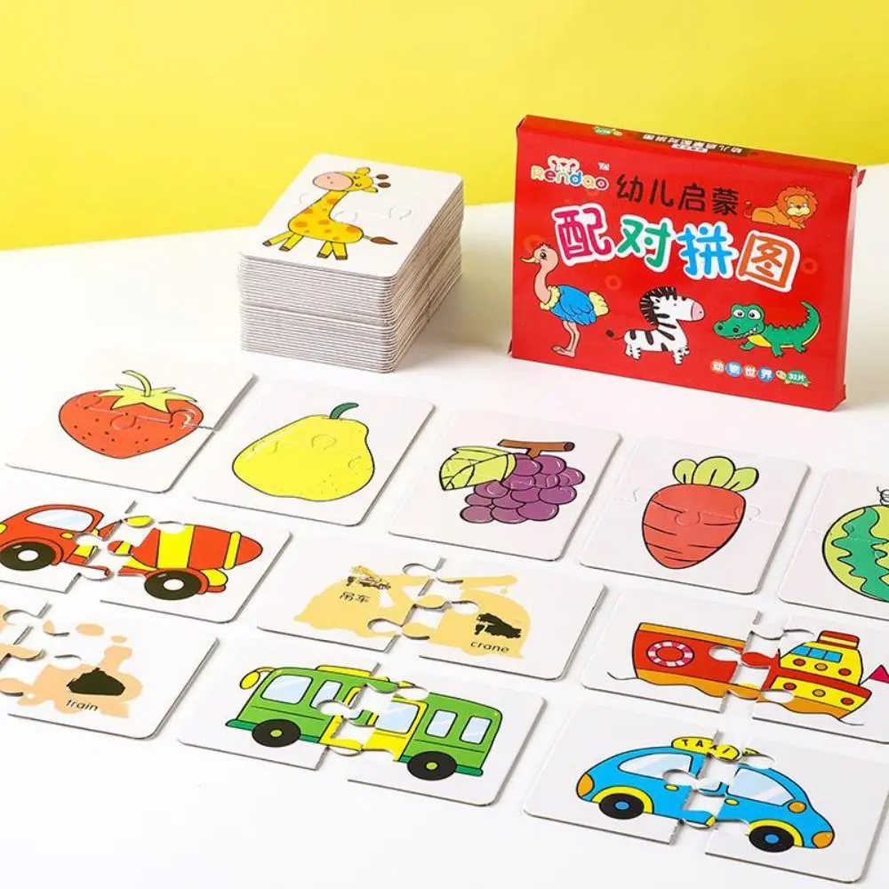 Baby Puzzle Toys for Children Animals Fruit Truck Graph Card Matching Games Montessori Toys for Kids 1 2 3 Years Old Boys Girls