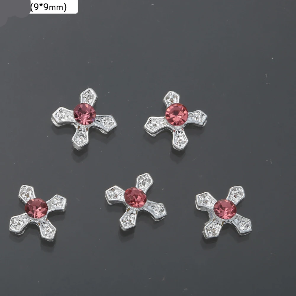 10Pcs Luxury Heart Nail Charms 3D Alloy Sparkling Pink Diamond Bow Star Ballet Girl Nail Art Decorations Rhinestones Gem DIY