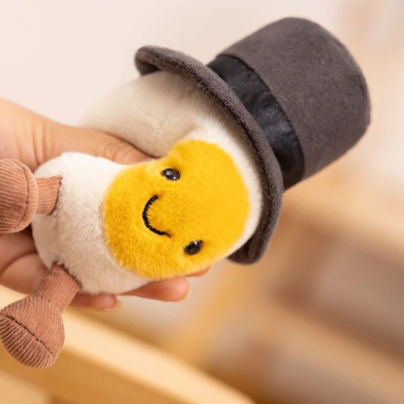 14cm Boiled Egg Cosplay Plush Toy Stuffed Kawaii Food Pillow with Legs Bride Bridegroom Couple Graduation Doctor Plushie Gift 5