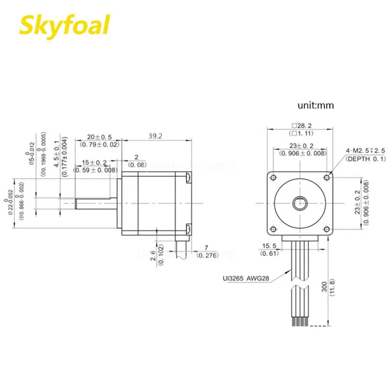 0.12N.M.39.2mm 길이.2상.28 스테퍼 모터.조각 기계용.3D 프린팅용 산업 장비