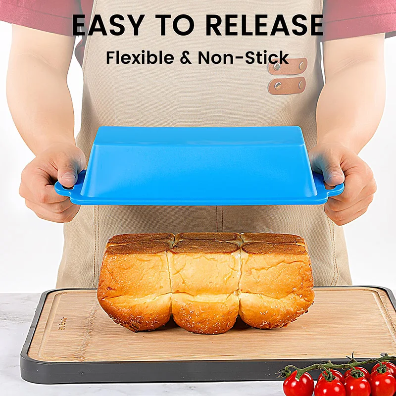 Durable Non-Stick Silicone Bread Loaf Pan with Reinforced Frame - Oven and Dishwasher Safe
