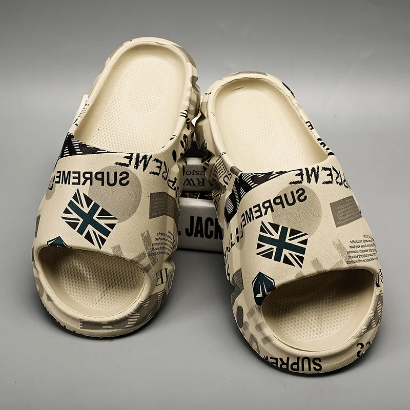 Erkekler için Kayma Terlikler Kalın Taban Dış Aşınmaya Sahip İç Mekan Dış Mekan Yumuşak Köpük Kaydırıcılar için Kaymaz Terlik_voghion.com