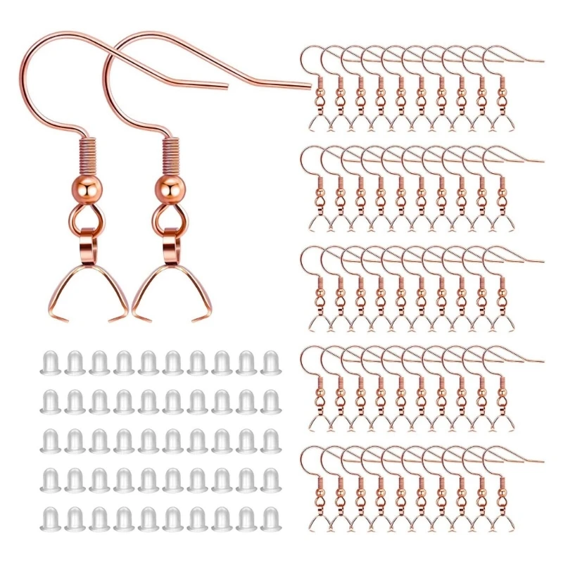 

100Pieces Fish Hooks Pendant Connectors Clip Clasps Earplugs for DIY Jewelry D5QB