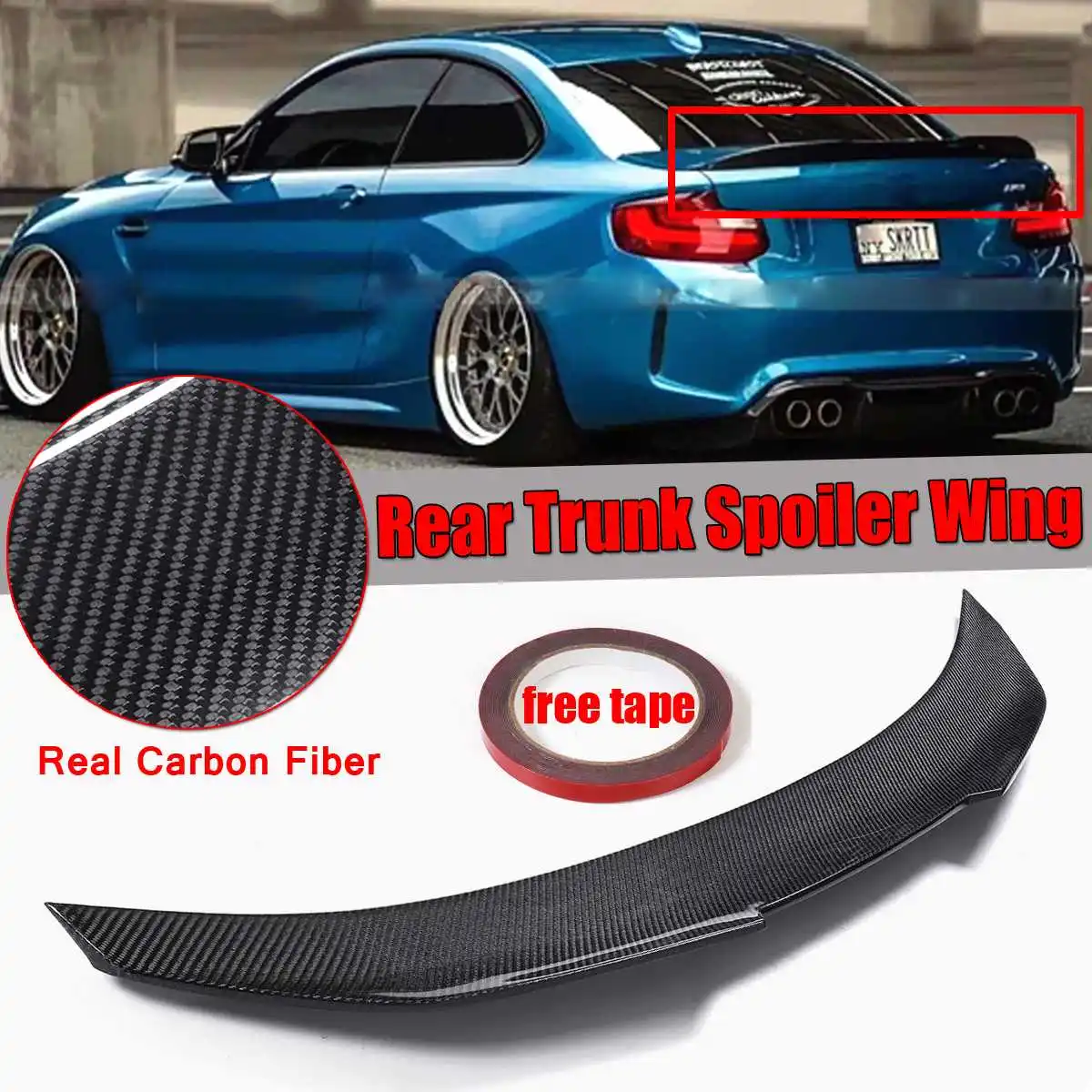 

PSM Style For BMW F22 Real Carbon Fiber Car Trunk Spoiler Wing For BMW F22 M235i F87 M2 2014-2021 Car Rear Lip Wing Spoiler