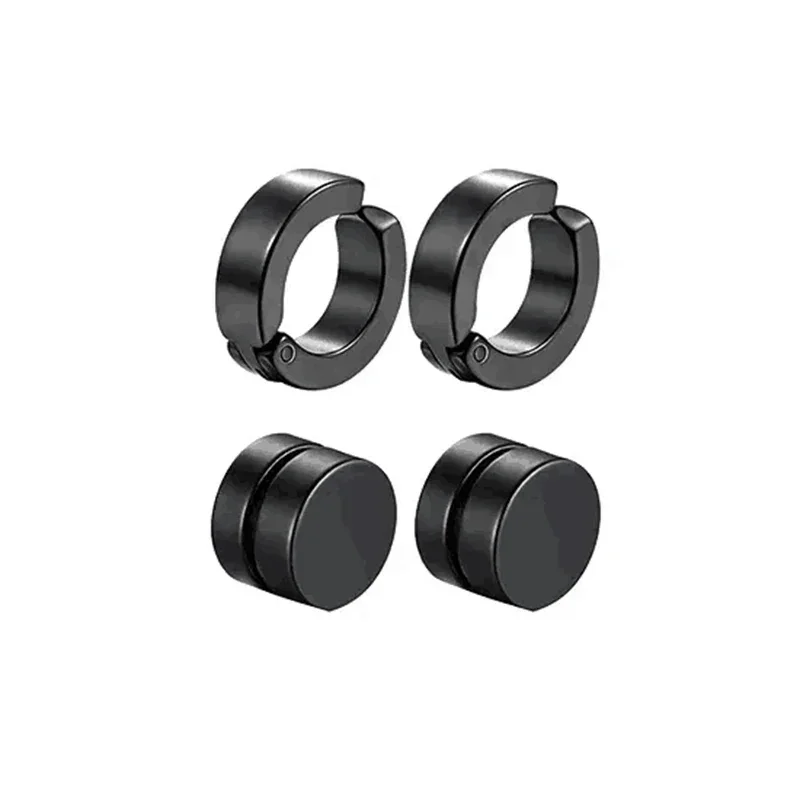 No Piercing Earrings Titanium Steel Clip-on Fake Earring Round Ear Clip For Women Men Punk Party Fashion Sexy Jewelry 1 pairs