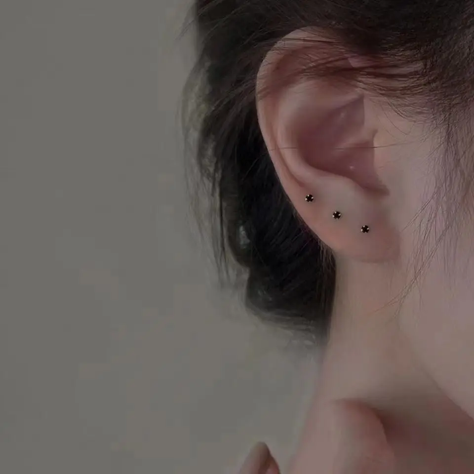 Trendy Mini Rhinestones Stud Earrings for Women Girls Maintain Ear Holes  Jewelry Cute Round Geometry Small Earrings Accessories 6