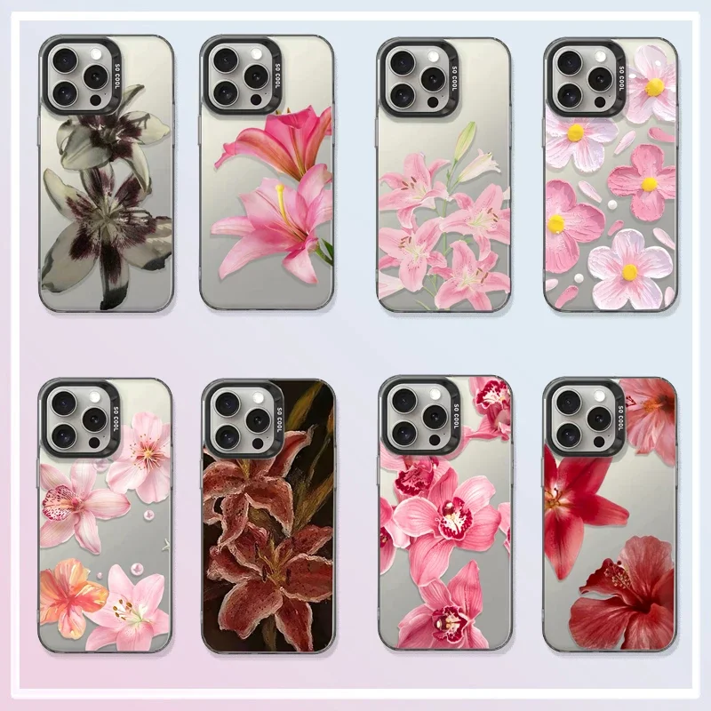 Matte Lily Flowers Laser IMD Hard Phone Case Cover