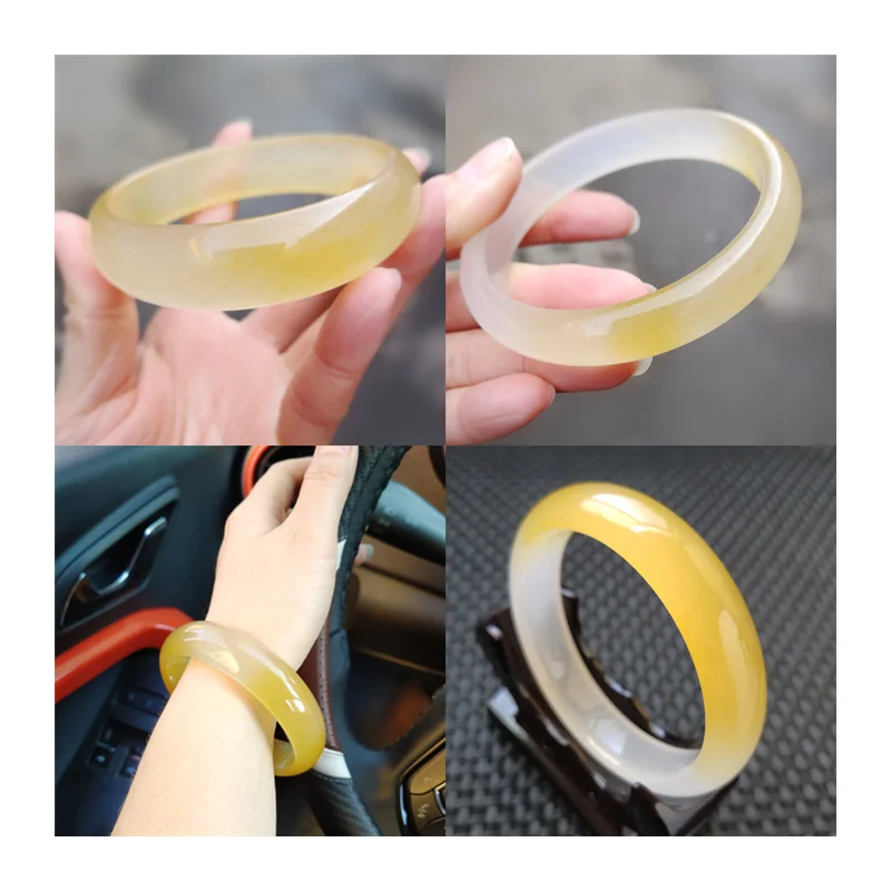 

Send Certificat Genuine Xinjiang Golden Silky Female Natural Ice Species Floating Flower Jade Bracelet 54-68mm