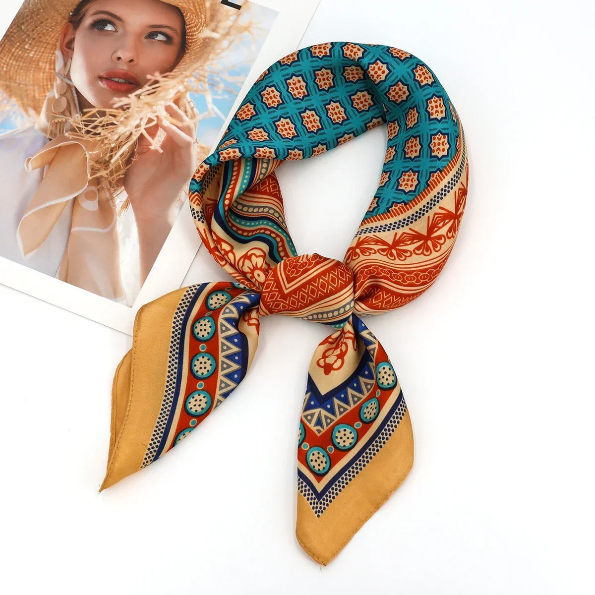 Printed Scarf Silk Scarf Square Scarf Horse Print Skinny Silk Square Scarf for Women Soft Satin Neckerchief Bag Ribbon Female Foulard Hairband