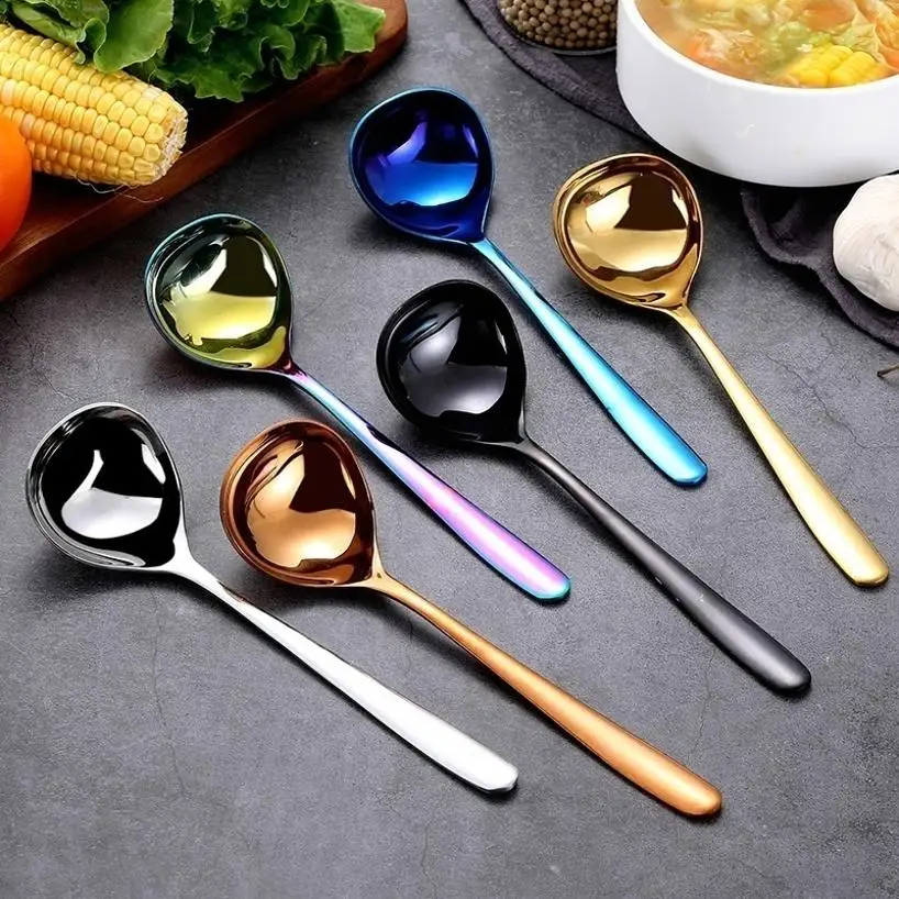 1 Pcs 304 Stainless Steel Spoon Family Soup Spoon Stainless Steel Kitchen Cooking Spoon Soup Spoon Wooden Spoons For Cooking