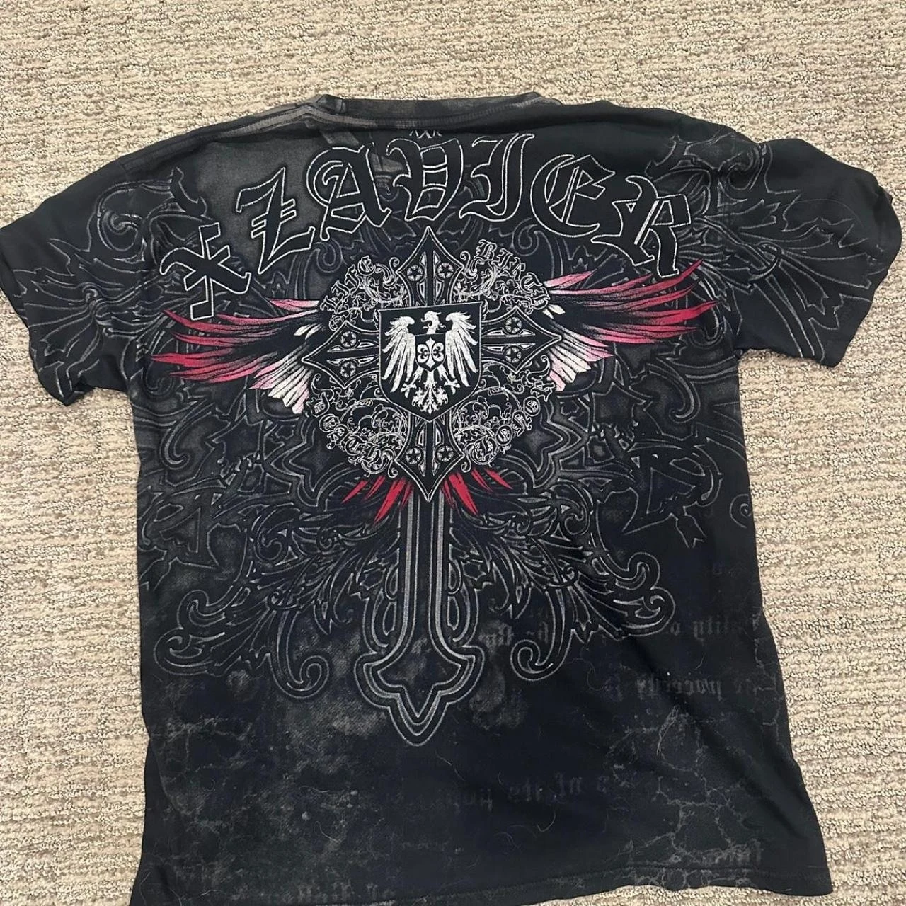 Men's Large Black Red Affliction-Style Xzavier Shirt Vintage