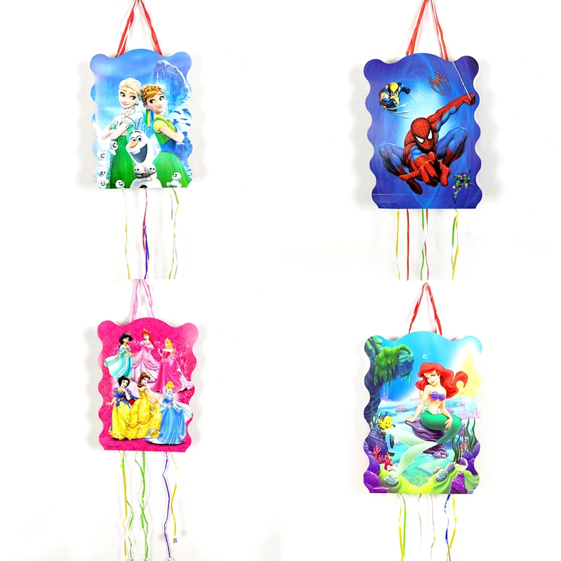 1pcs/lot Disney Princess Frozen Spiderman Little Mermaid Theme Boys Girls Kids Favor Happy Birthday Party Decorations DIY Pinata