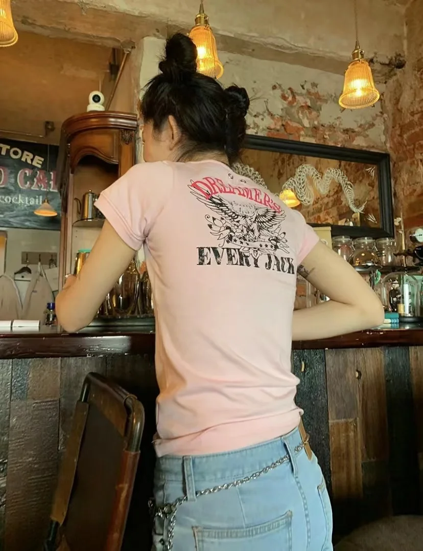 pink printed t shirt