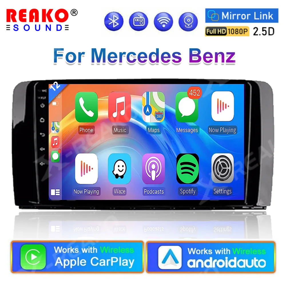 

Автомобильная стереомагнитола реакosound Android 12, автомобильная магнитола, автомобильная аудиосистема GPS для Mercedes Benz ML GL W164 ML350 ML500 GL320 X164 ML280 GL350 GL450