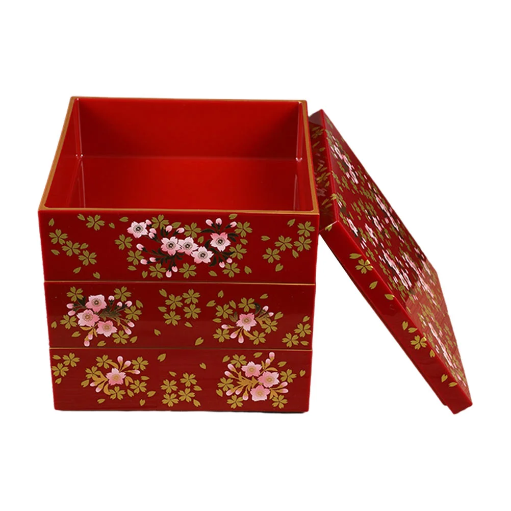 

1pc Three-layer Sushi Box With Lid Meal Box Eel Rice Box Cake Pastry Box