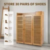 7 Layer Bamboo Shoe Storage Cabinet Shelve Free Standing Shoe Rack Shoe Organizer with Door Accommodates 30 Pairs 5