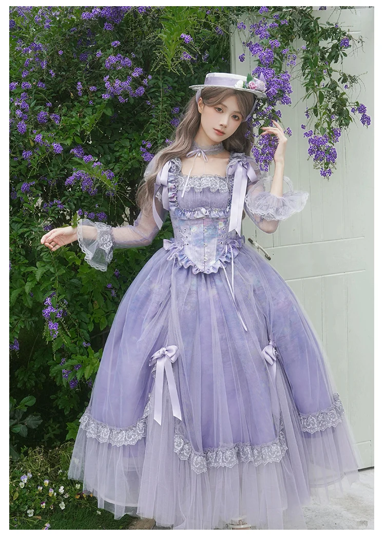 Mori Girl Cla Purple Lolita Princess Dress Op Summer Girl Women's
