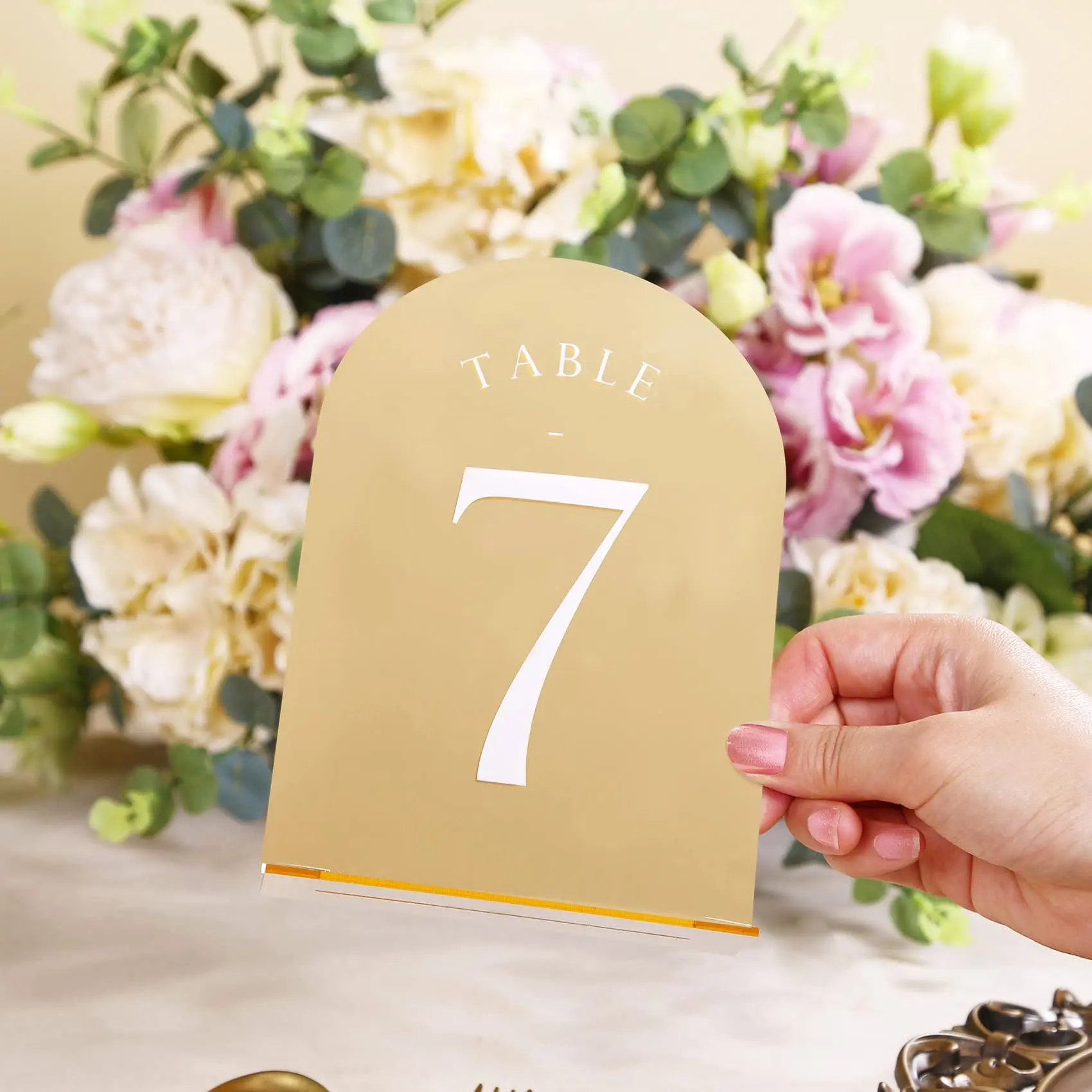 1-30 Numeri da tavolo ad arco color oro in acrilico, decorazione