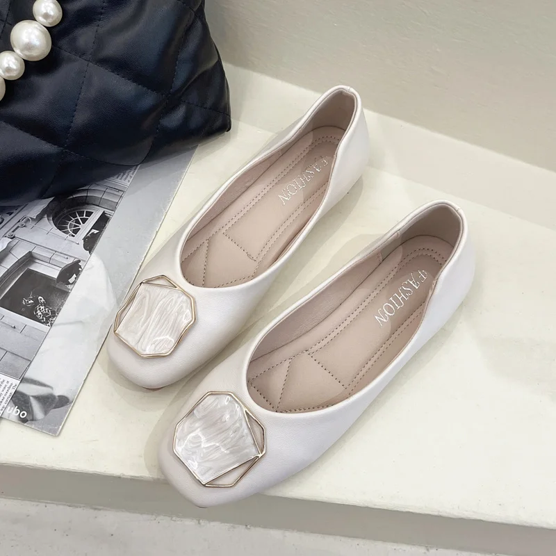 

Туфли Pmwrun с закрытым носком, модные туфли на плоской подошве, новинка 2022, Осенние универсальные туфли с мягкой подошвой и юбкой в горошек