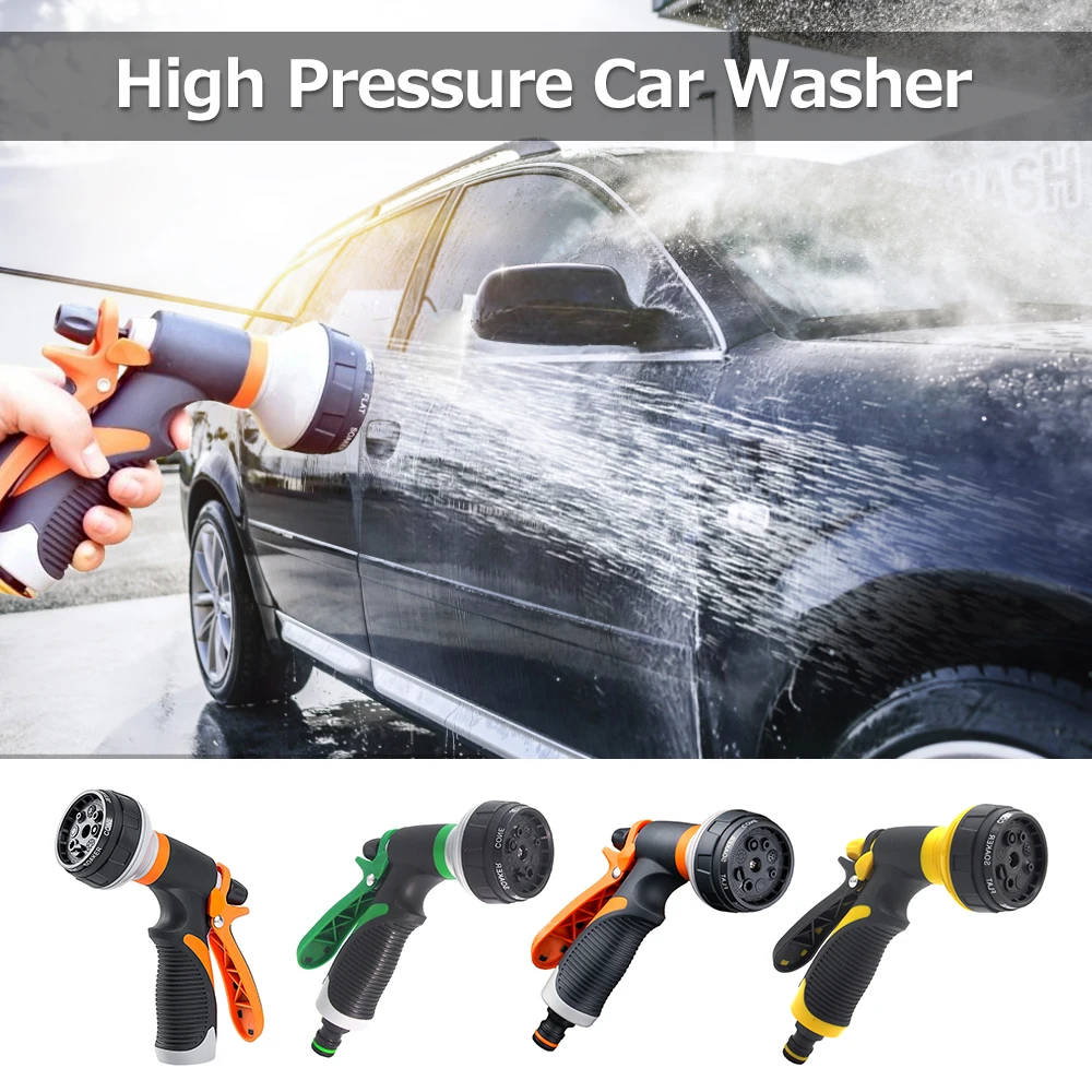 8 Spray Patterns High Pressure Car Washer Garden Hose Nozzle Hand Sprayer Sprinkler Flowers Watering Pet Shower Lawn Irrigation