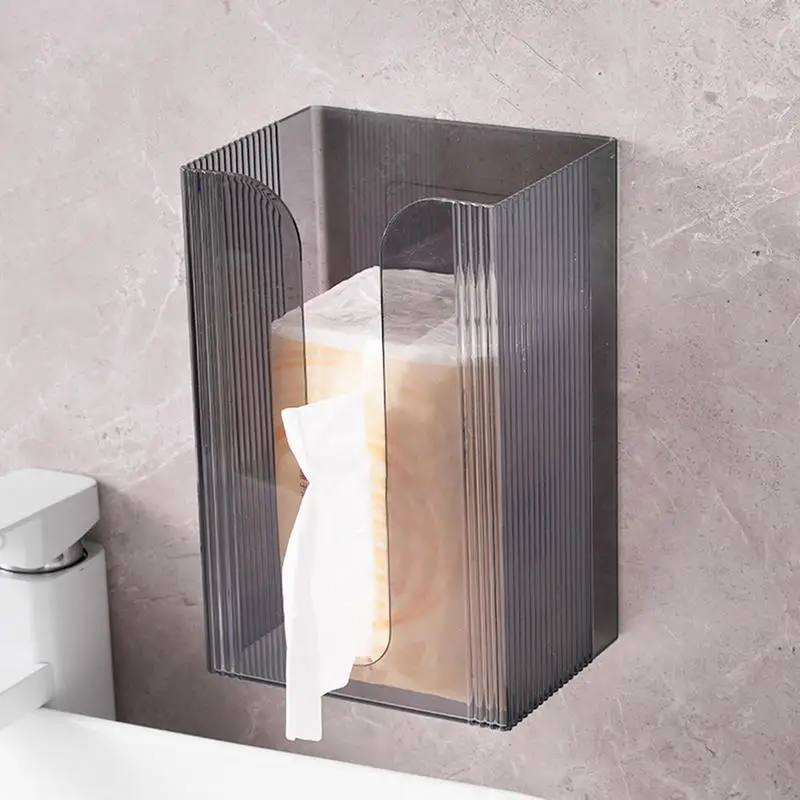 Wall Mounted Tissue Box Holder Facial Tissues Organizer Drill-Free Kitchen Wipes Storage Minimalist Facial Tissue Dispenser For 4