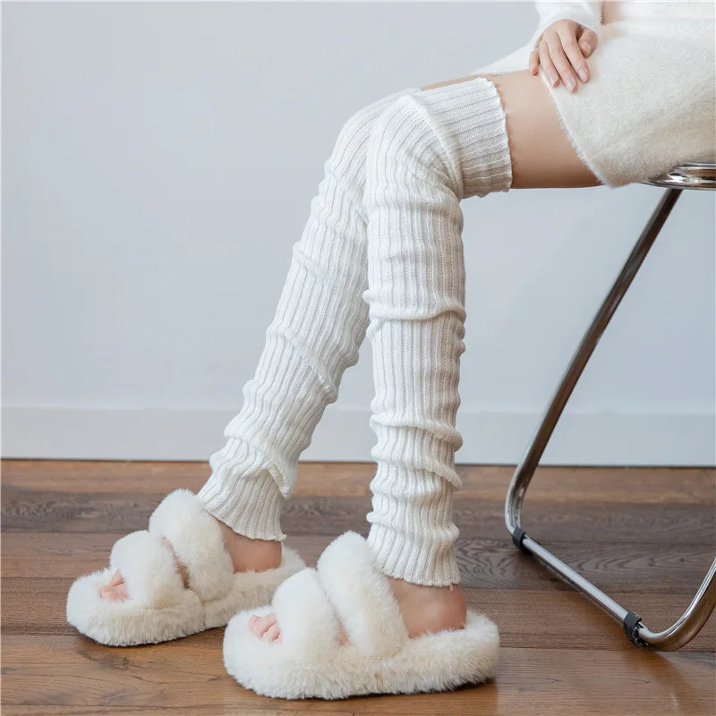

Extended Knitted Warmers over the Knee Stockings Women's Autumn and Winter Snow Boots Leg Warmer Thick Warm Loose Socks