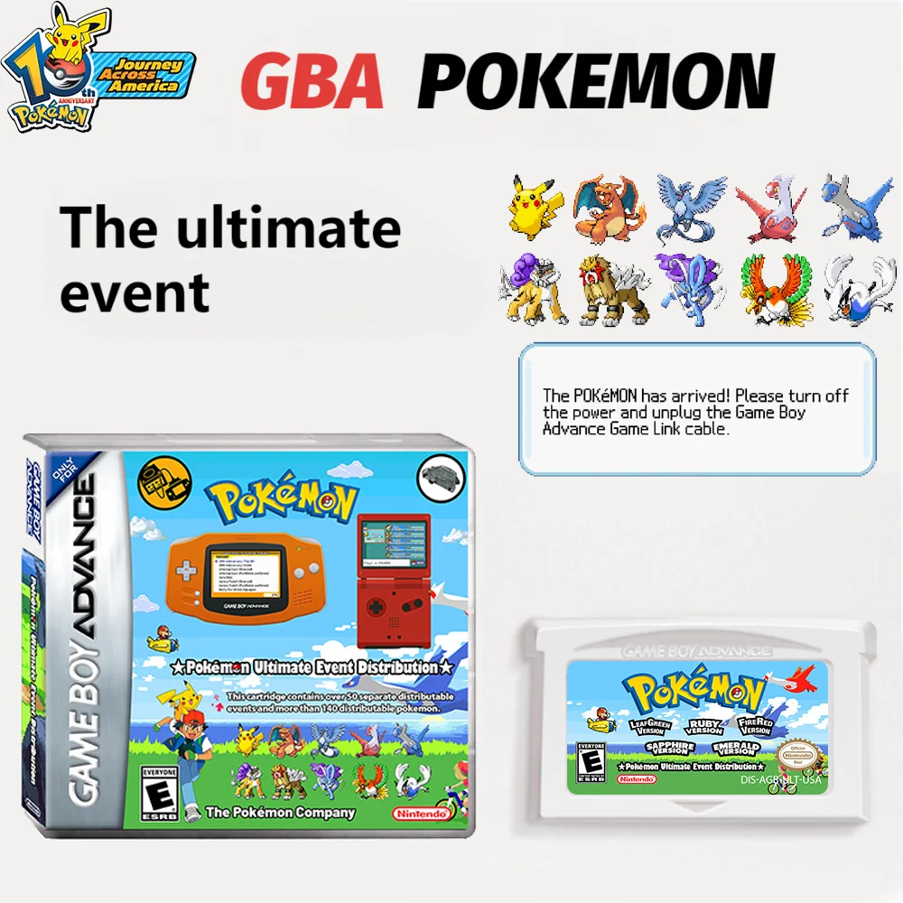 

New Gba Pokemon The Ultimate Event Distribution Cartridge Game Link Cable Third Generation Pokemon Unlock Card Collection Toys